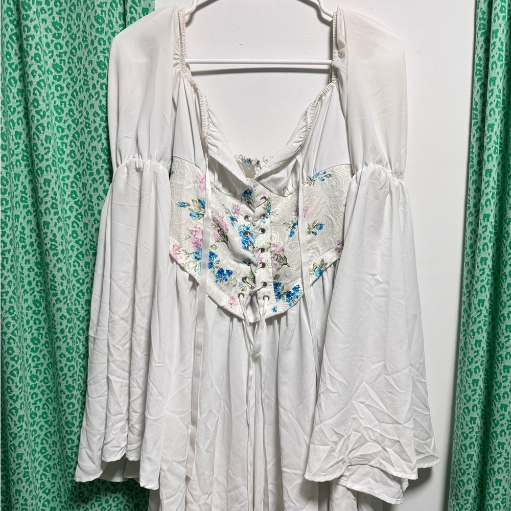 Y2K Cottagecore White Floral Women's Dress